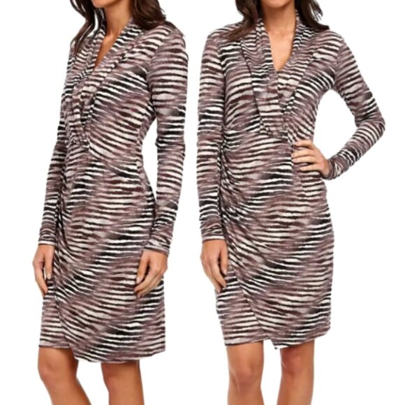 Tommy Bahama Women's Tiger Tide Animal Print V-Neck Long Sleeve Dress Size XS/TP - Picture 2 of 16